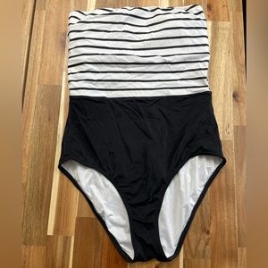 Victoria Secret Medium Black and White Strapless One-Piece Swimsuit